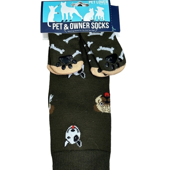 Pet & Owner Socks Unisex Matching Dog Small Breed Grippers Non Skid Brown NWT - Picture 2 of 6